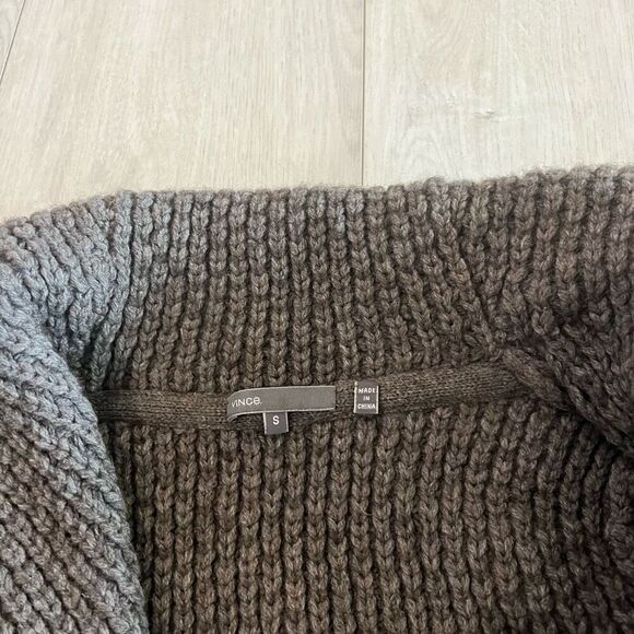 VINCE Size S Gray Honeycomb Yak Wool Sweater Cardigan Jacket - Picture 4 of 8